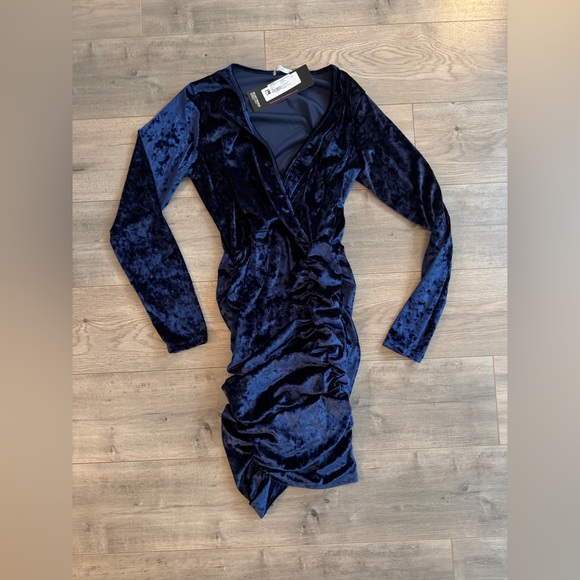 Rebdolls Midnight Blue Velvet Long Sleeve Dress - Picture 3 of 5